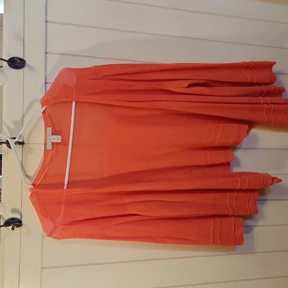 Dana Buchman Cardigan Sweater Breathable Lightweight Orange - XL